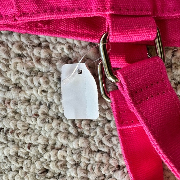 NWT Victoria's Secret HOT Pink Canvas Tote Bag Carry All Sequins - Picture 3 of 5